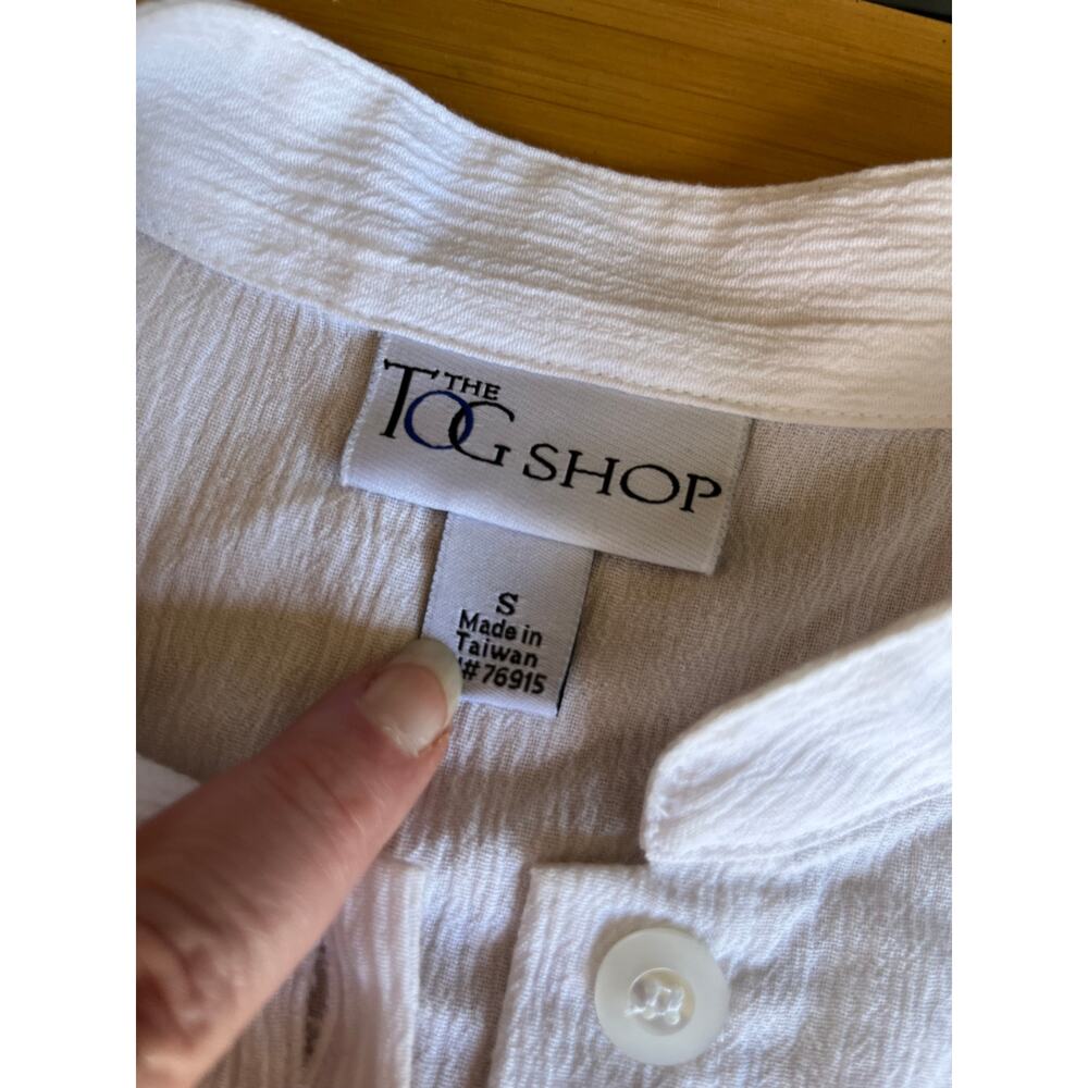 Elegant The Tog Shop White Linen Mandarin Dress Small - Picture 8 of 12
